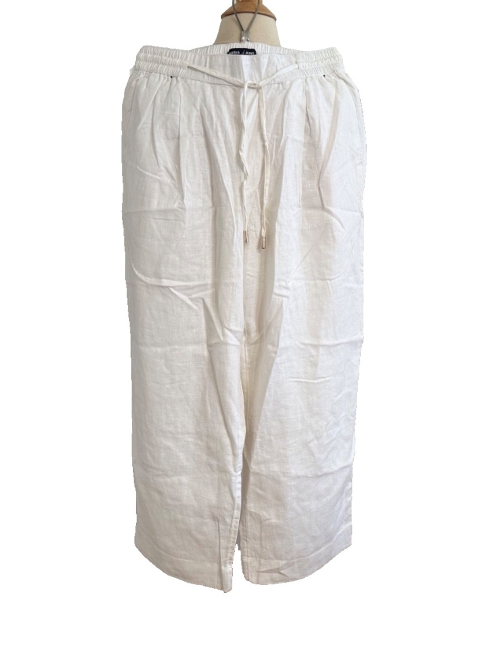 Nautica Linen Blend Drawstring Wide Leg Pants Size Small White J jora_boutique